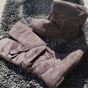 Gray suede boots